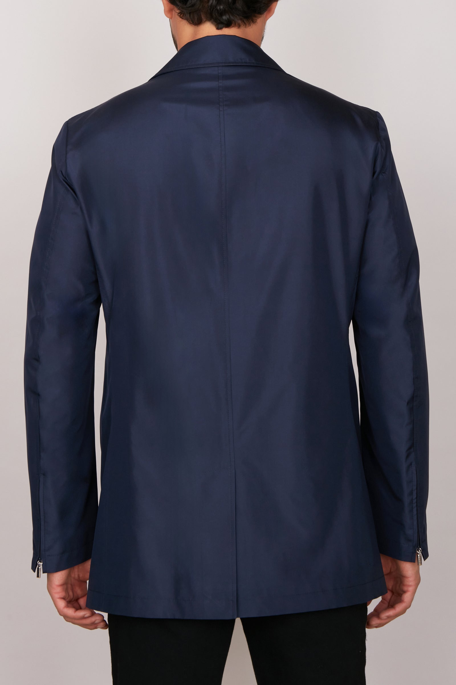 Manteau de voiture à fermeture zippée en soie - Bleu