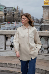 Manteau chemise court - Beige Moyen