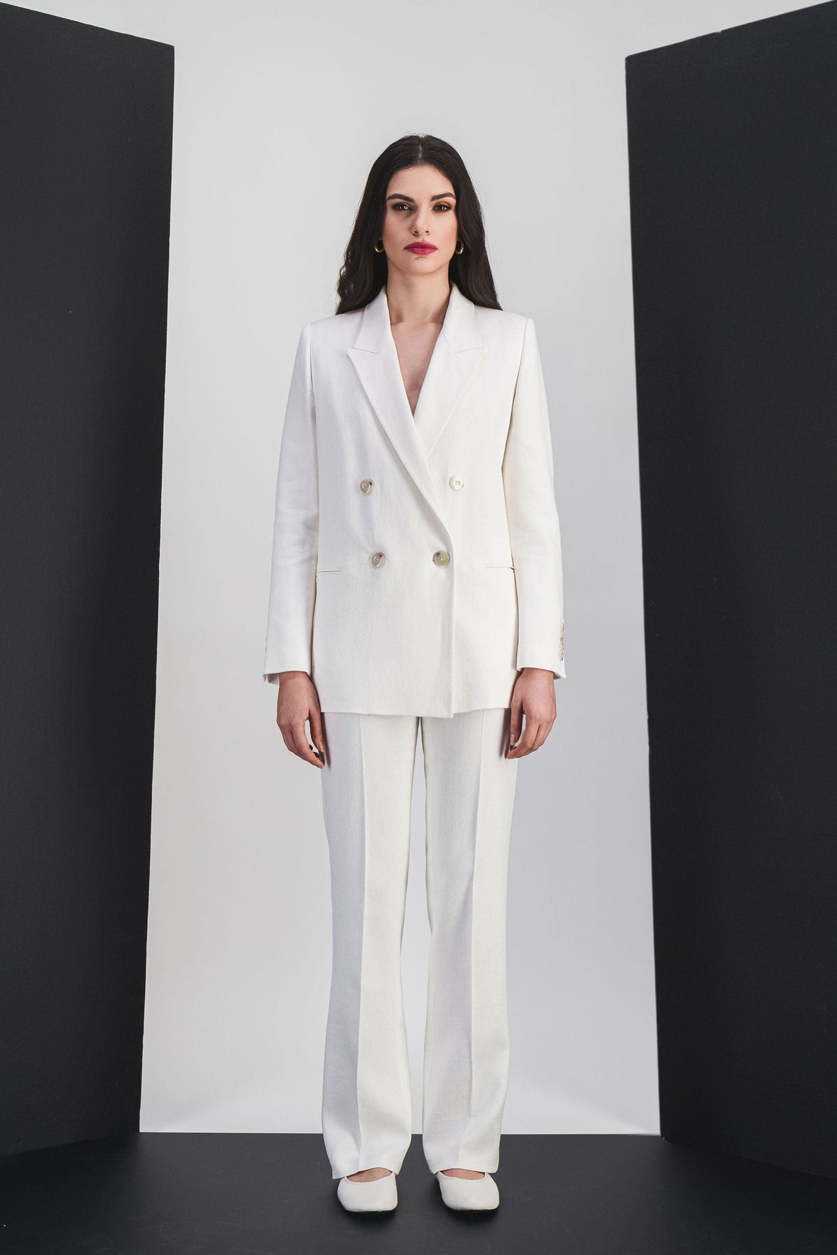 Veste croise 4 trous col - Blanc Optique