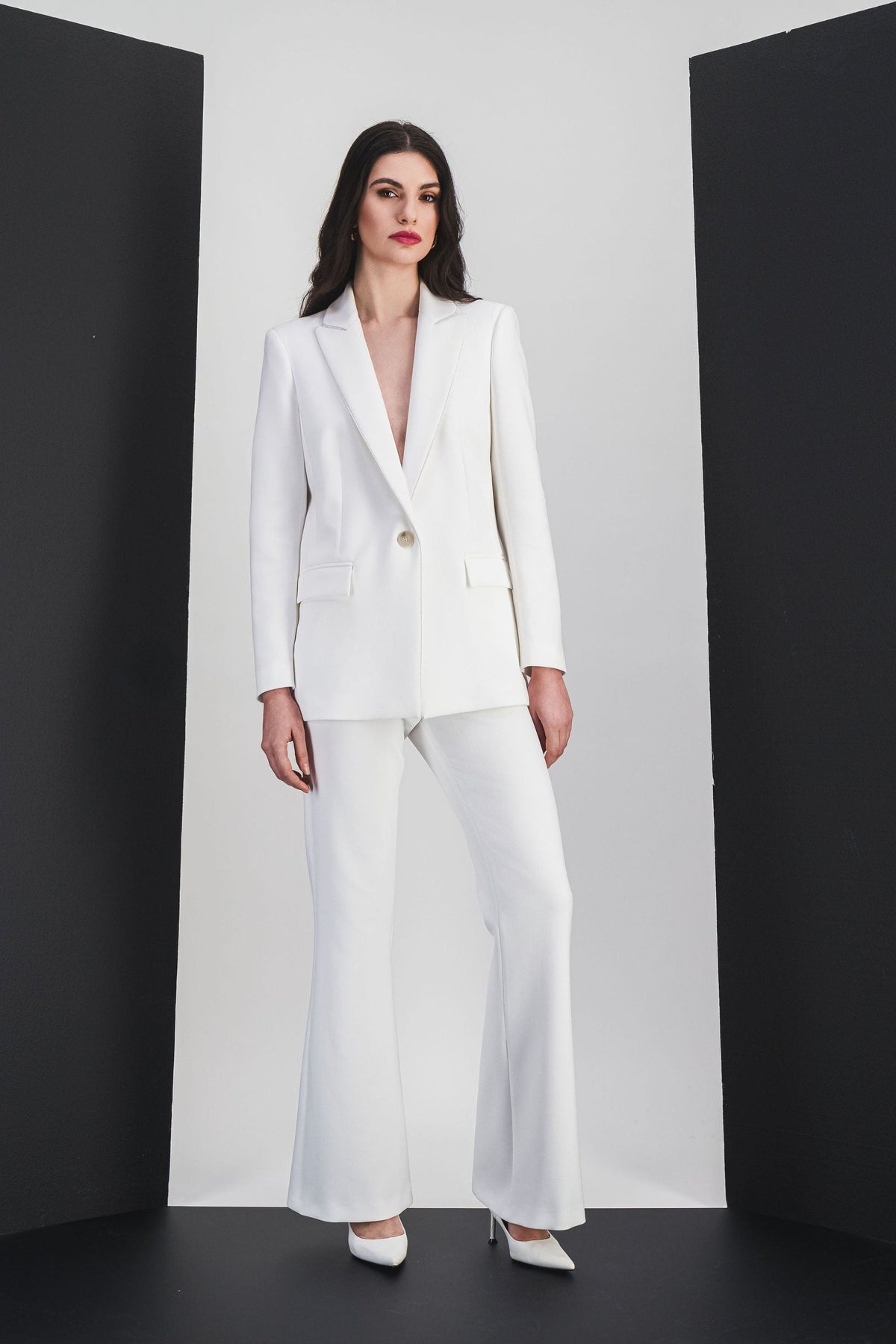 Veste cintree simple botonnage - Blanc Cassé