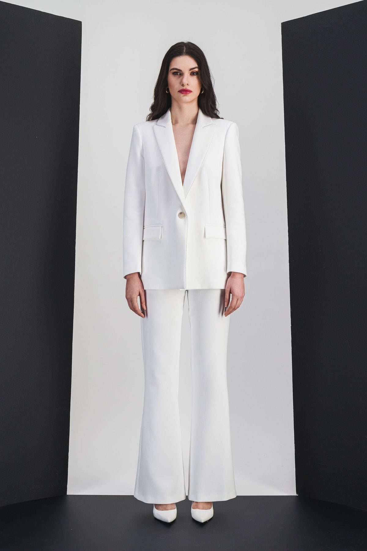 Veste cintree simple botonnage - Blanc Cassé
