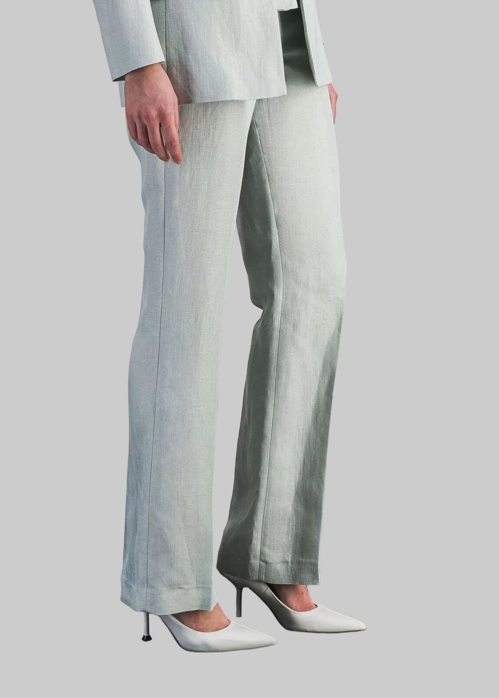 Pantalon ajusté taille haute - Vert d'Eau