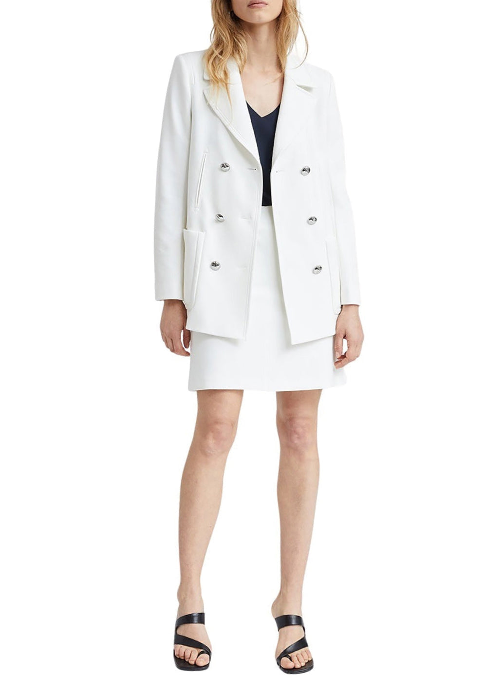 Manteau caban croise bts - Blanc Cassé