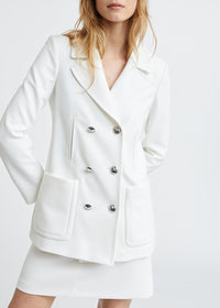 Fitted double-breasted coat - Off-white