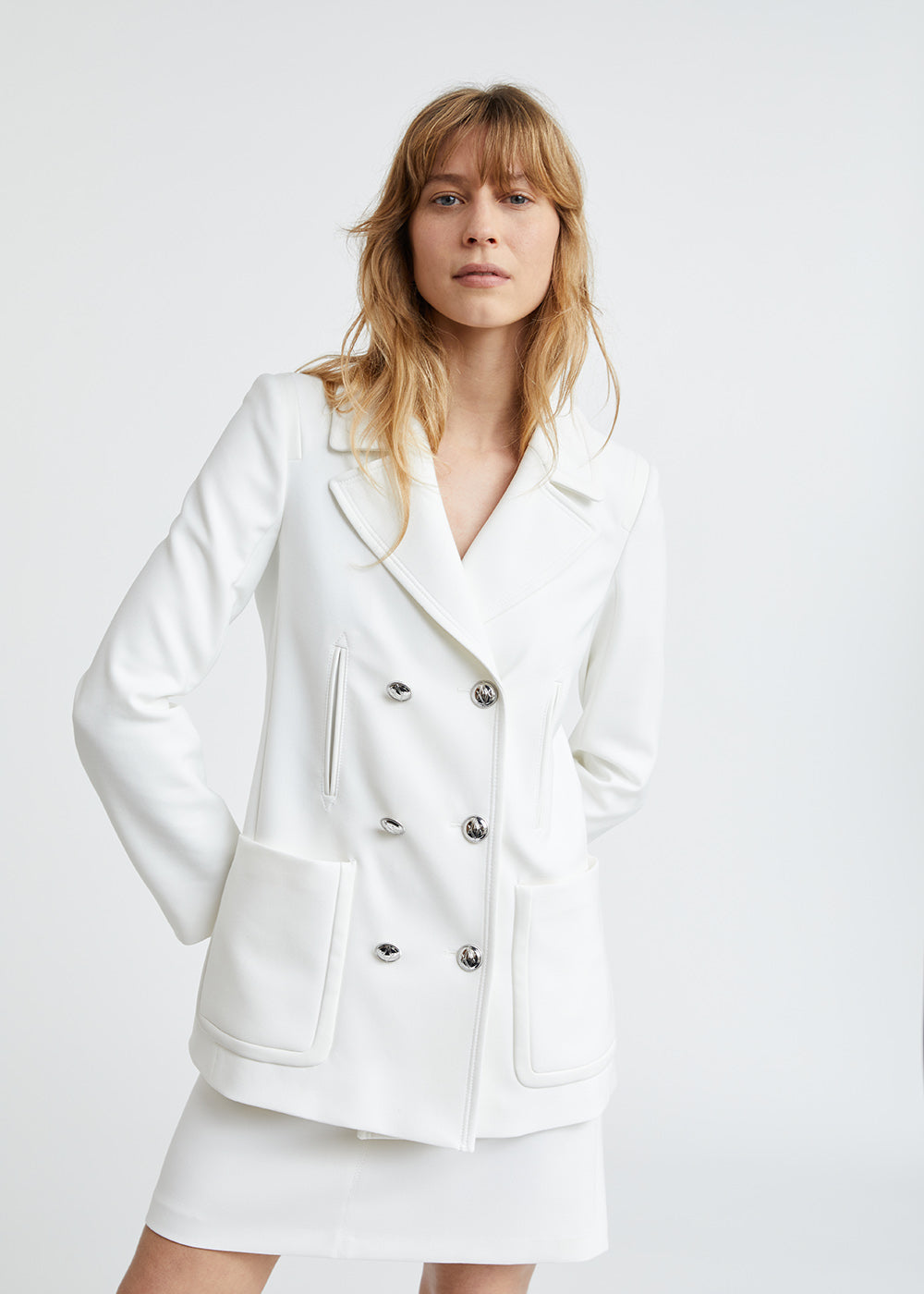Manteau caban croise bts - Blanc Cassé