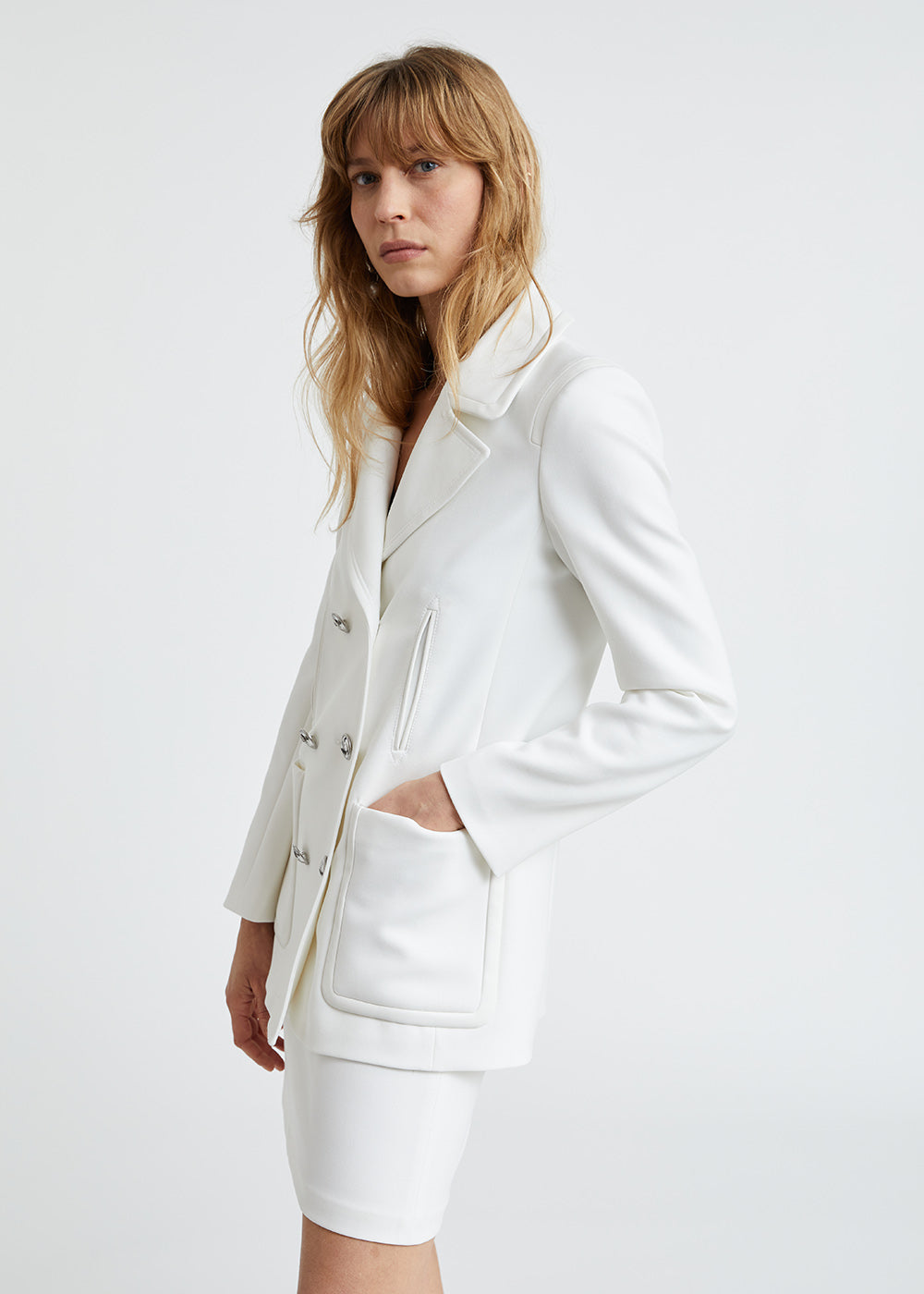 Manteau caban croise bts - Blanc Cassé