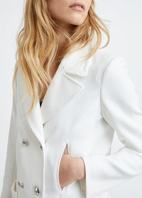 Fitted double-breasted coat - Off-white