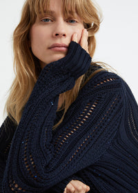 Pull ajoure col v - Marine