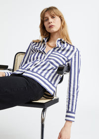 Chemise rayures de coton - Marine