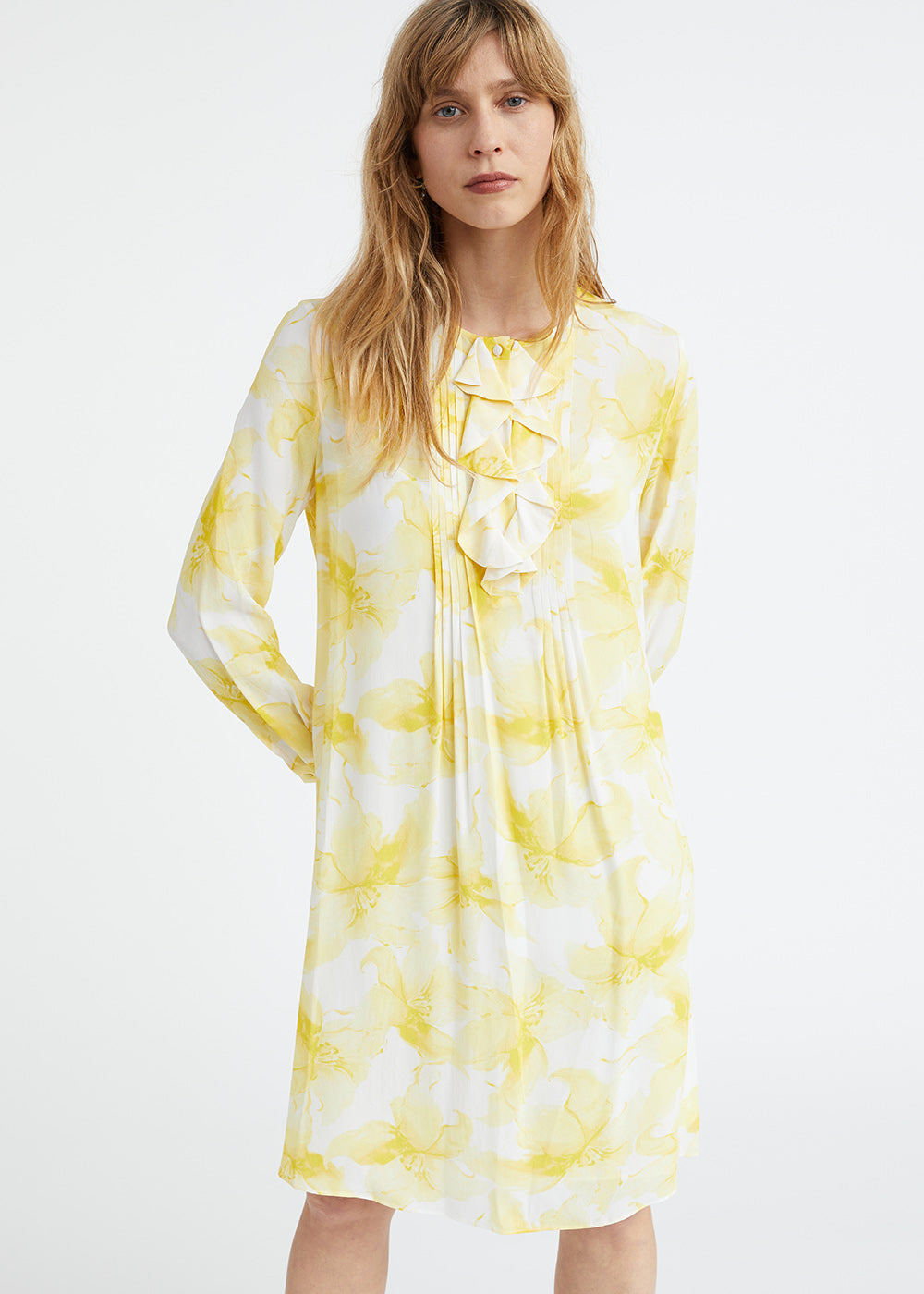 Robe imprime fleurs degrades - Jaune Moyen