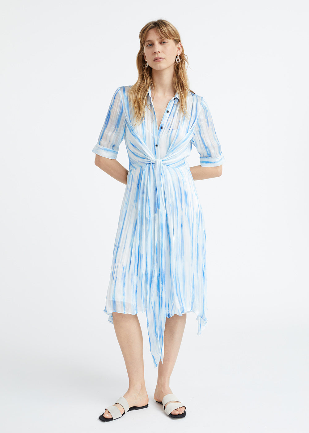 Robe imprime polok - Bleu Moyen