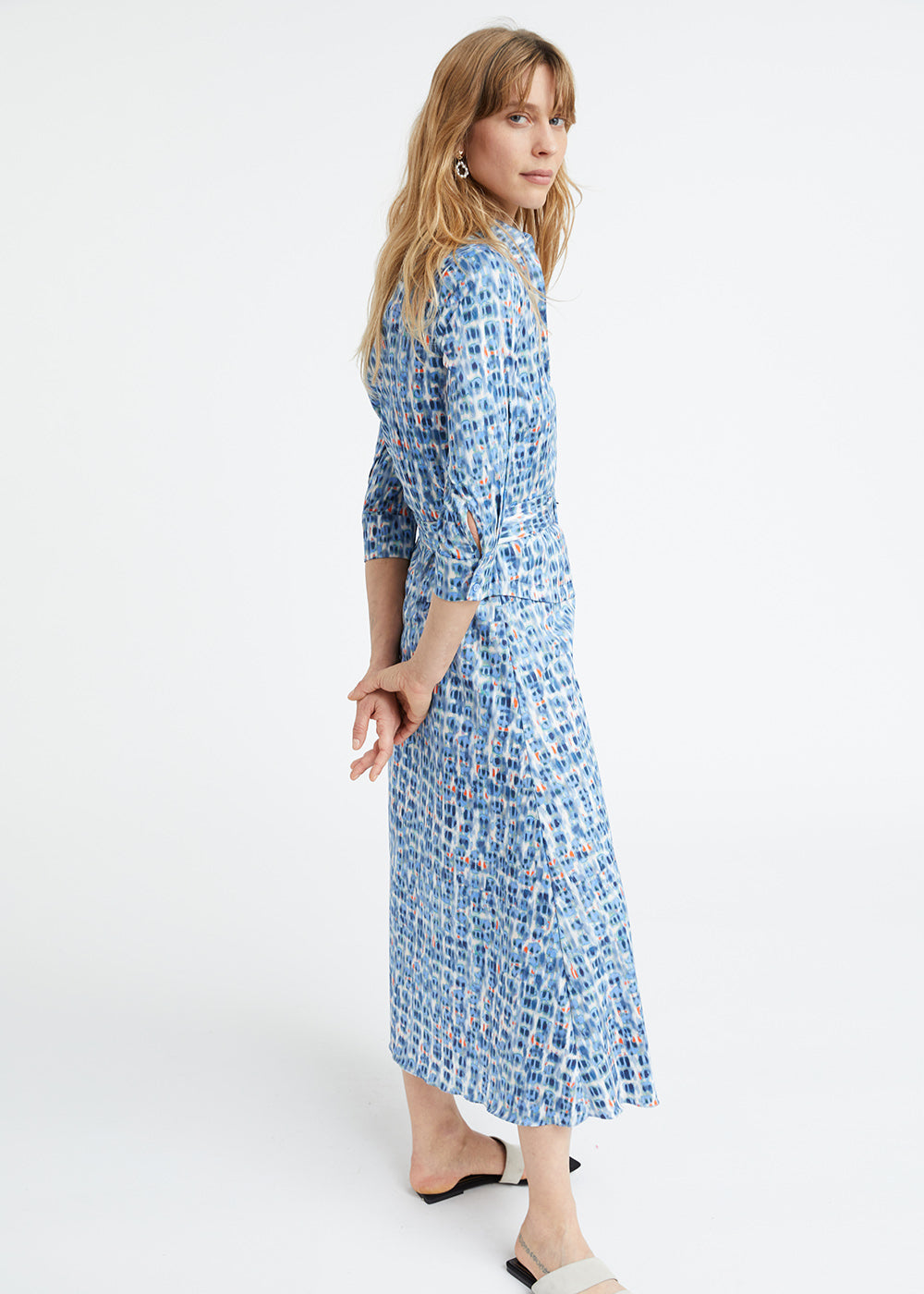 Robe imprime polok - Bleu Moyen