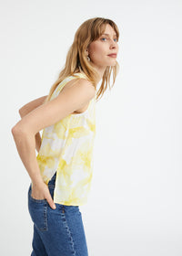 Haut imprime fleurs degrades - Jaune Moyen