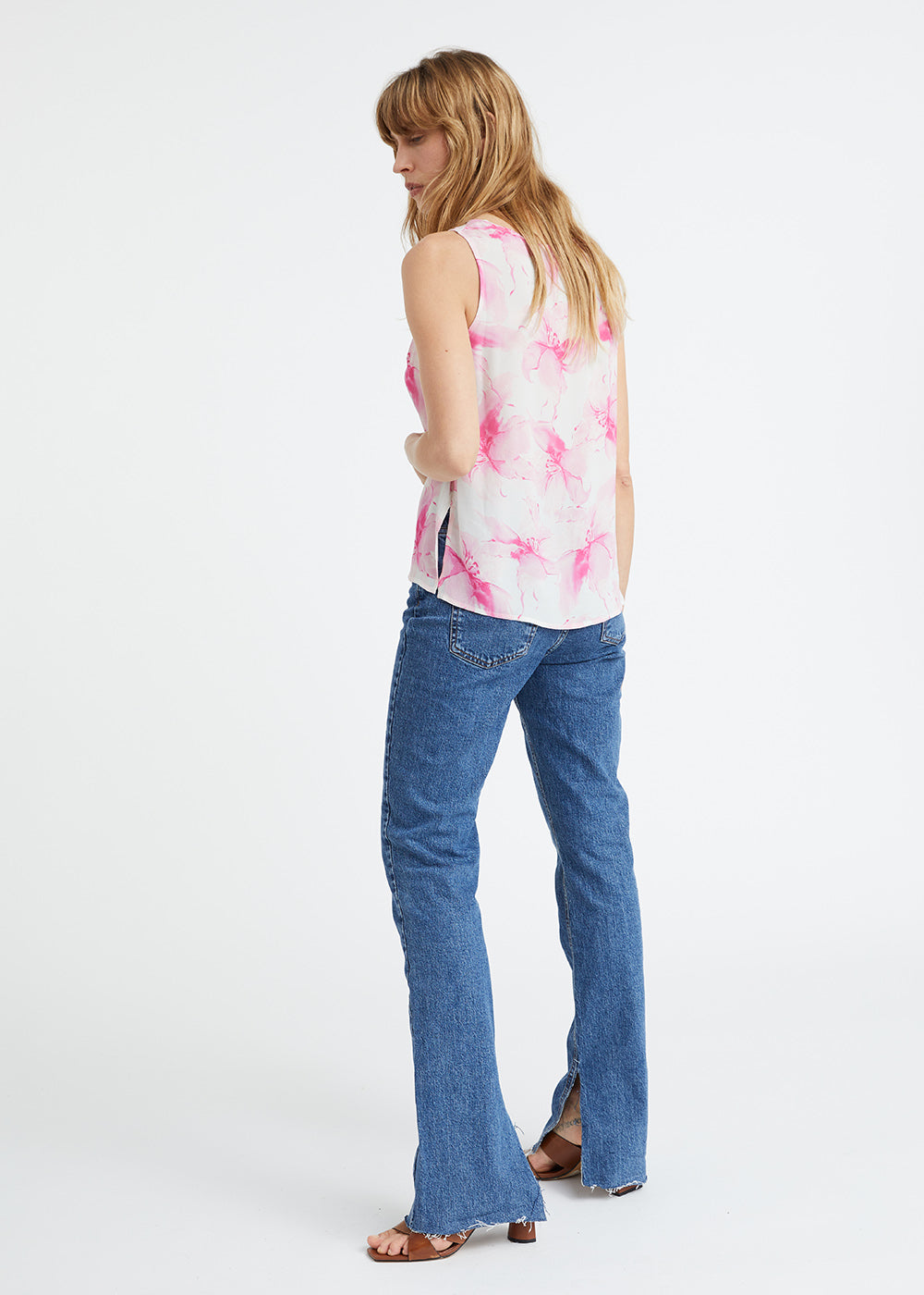 Haut imprime fleurs degrades - Fushia