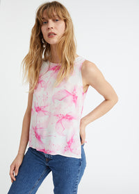 Haut imprime fleurs degrades - Fushia