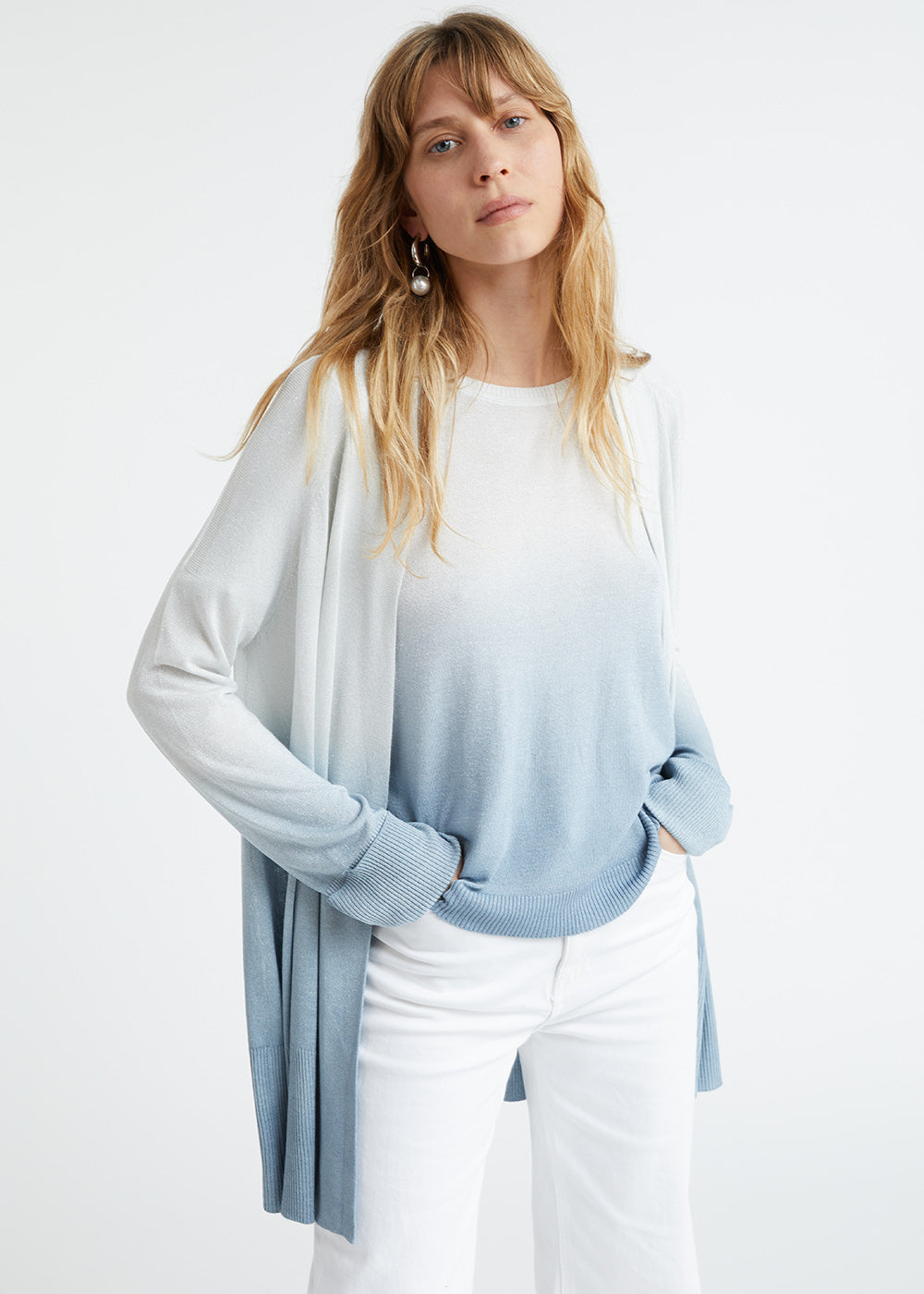 Cardigan tie and dye - Argent Mat