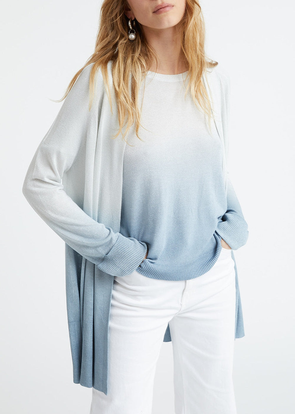Cardigan tie and dye - Argent Mat
