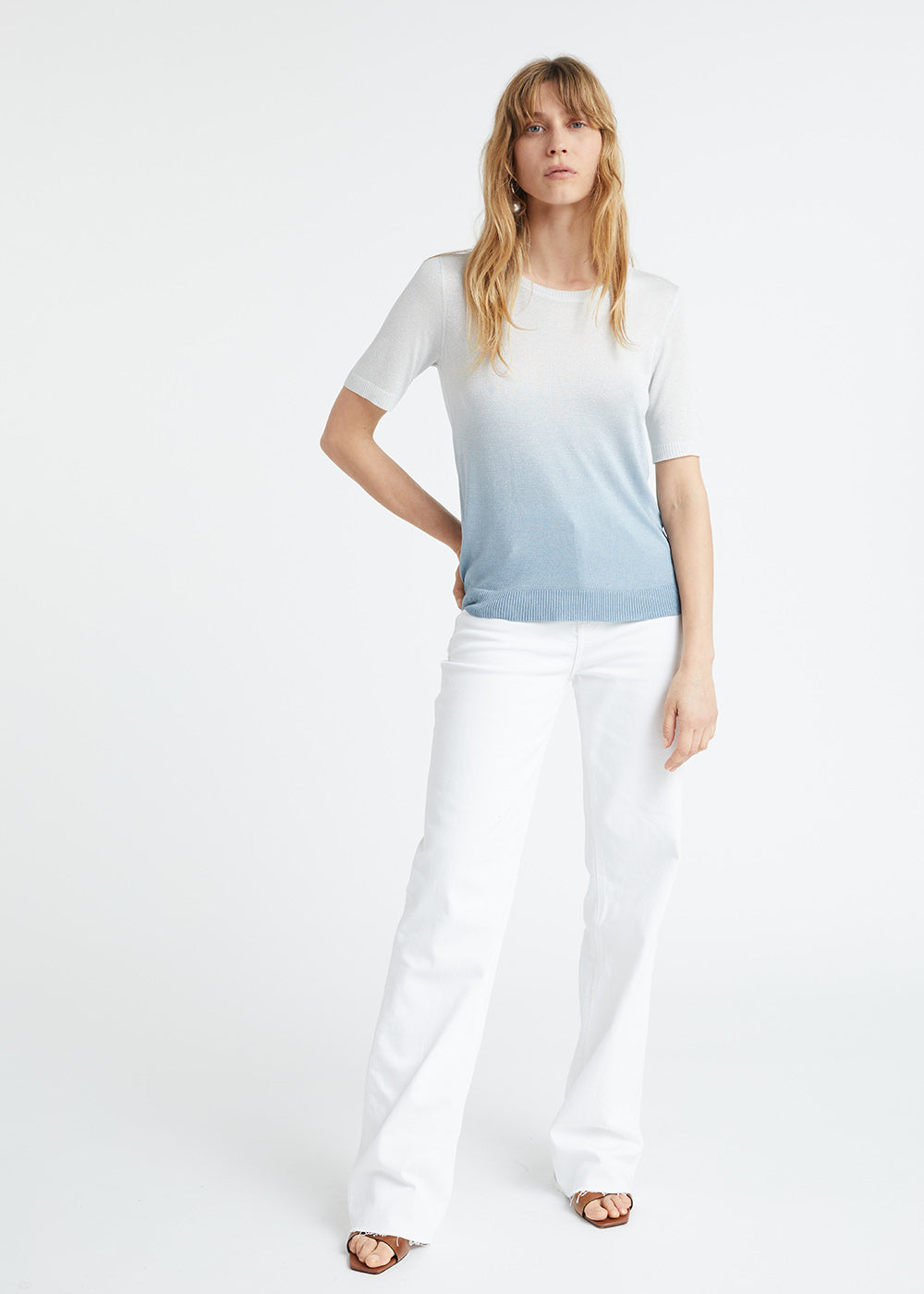 Pull manche courte tie and dye - Argent Mat