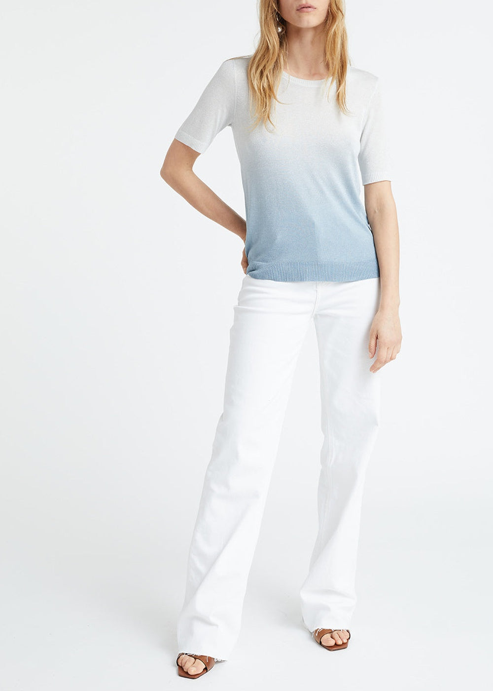 Pull manches courtes tie and dye - Argent Mat