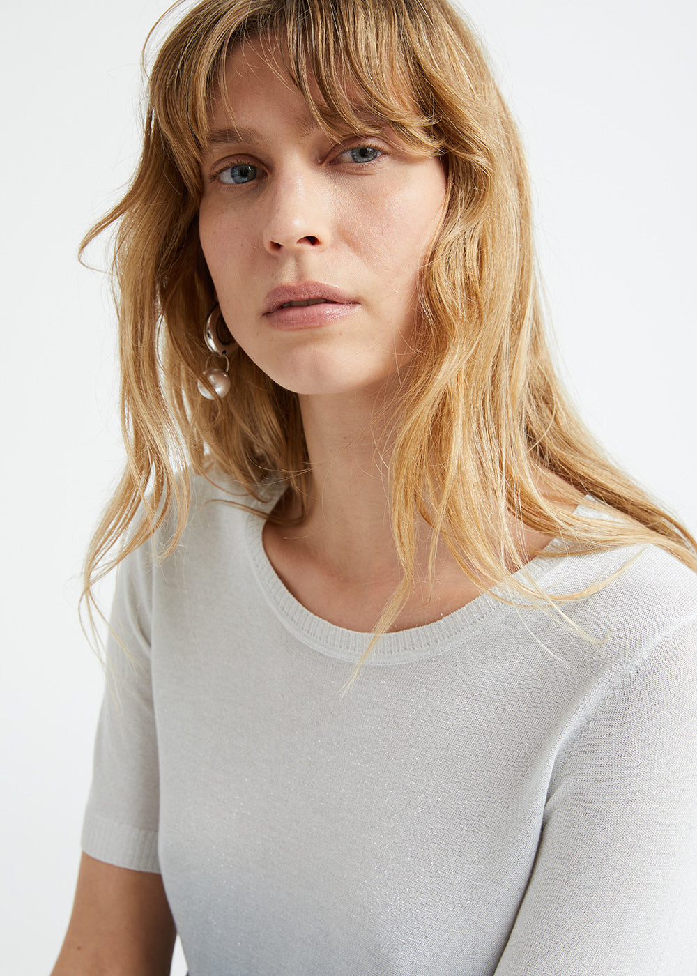 Pull manche courte tie and dye - Argent Mat