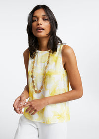 Haut imprime fleurs degrades - Jaune Moyen