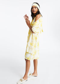 Robe imprime fleurs degrades - Jaune Moyen