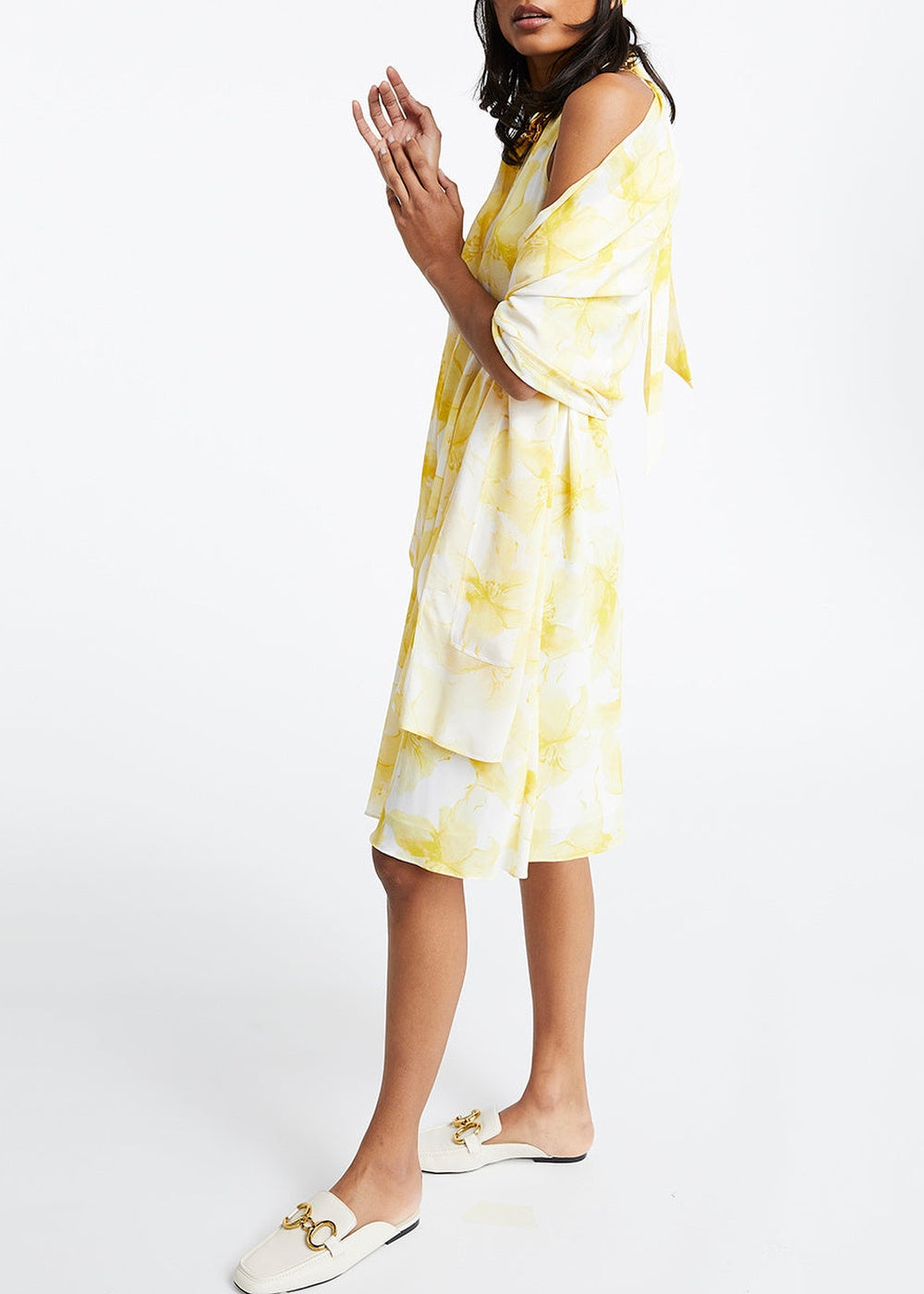 Robe à motif floral dégradé - Jaune