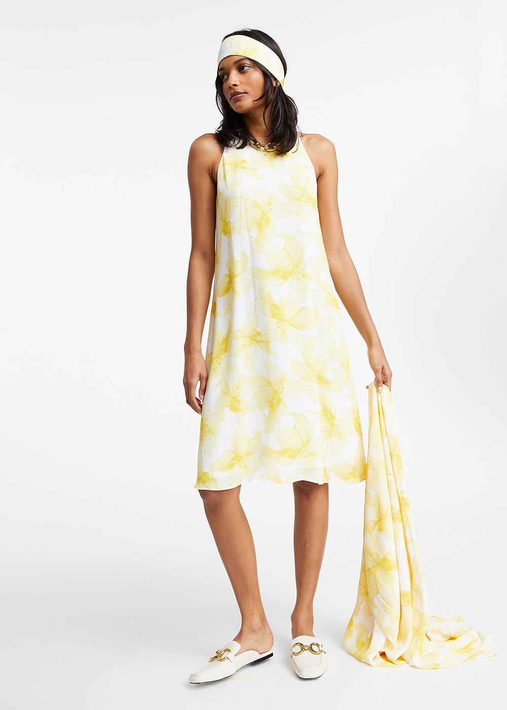 Robe imprime fleurs degrades - Jaune Moyen