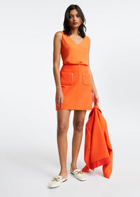 Haut col v sans manches - Orange Vif