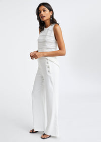 Pantalon a ponts polyester - Blanc Cassé