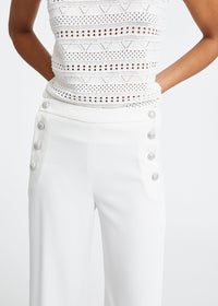 Pantalon a ponts polyester - Blanc Cassé