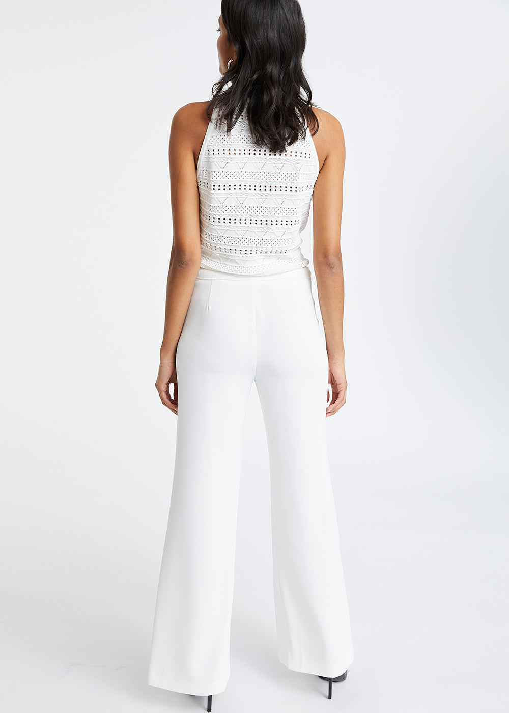 Pantalon a ponts polyester - Blanc Cassé