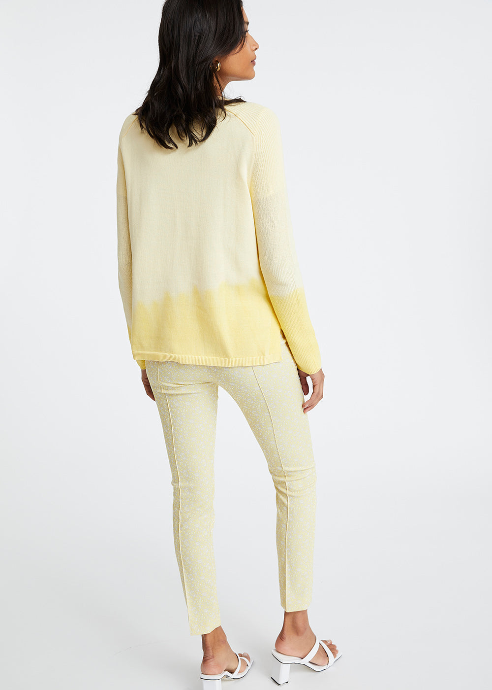 Pull manche raglan tie and dye - Jaune Clair