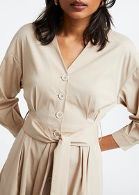 Robe évasée ceinturée - Beige