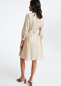 Robe coton decollete v - Beige Moyen