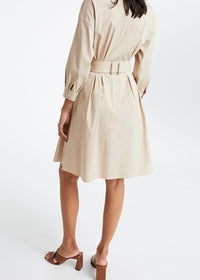 Robe évasée ceinturée - Beige