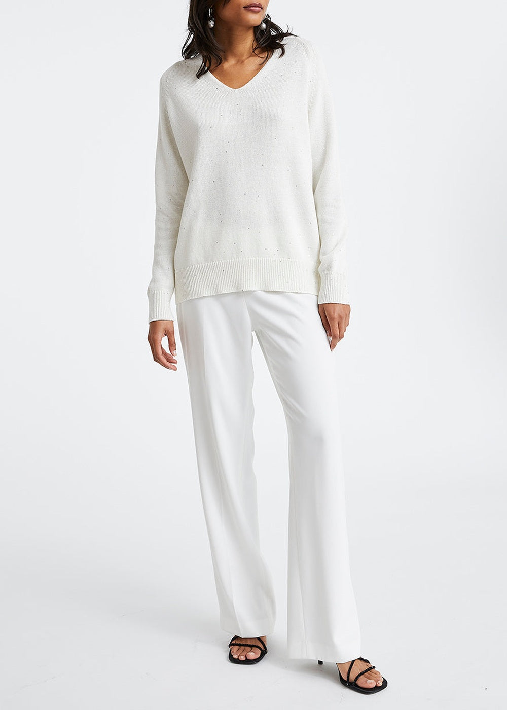 Sequin V-neck jumper - Off-white