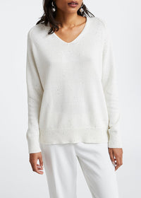Sequin V-neck jumper - Off-white