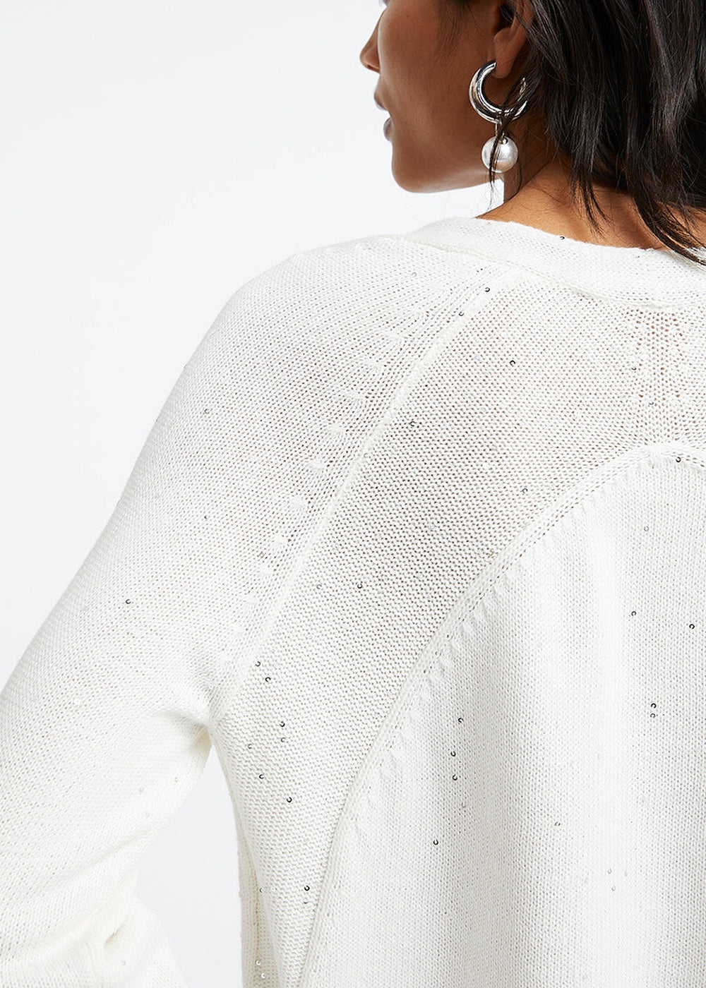 Sequin V-neck jumper - Off-white