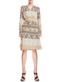 Robe longue imprime cachemire - Kaki