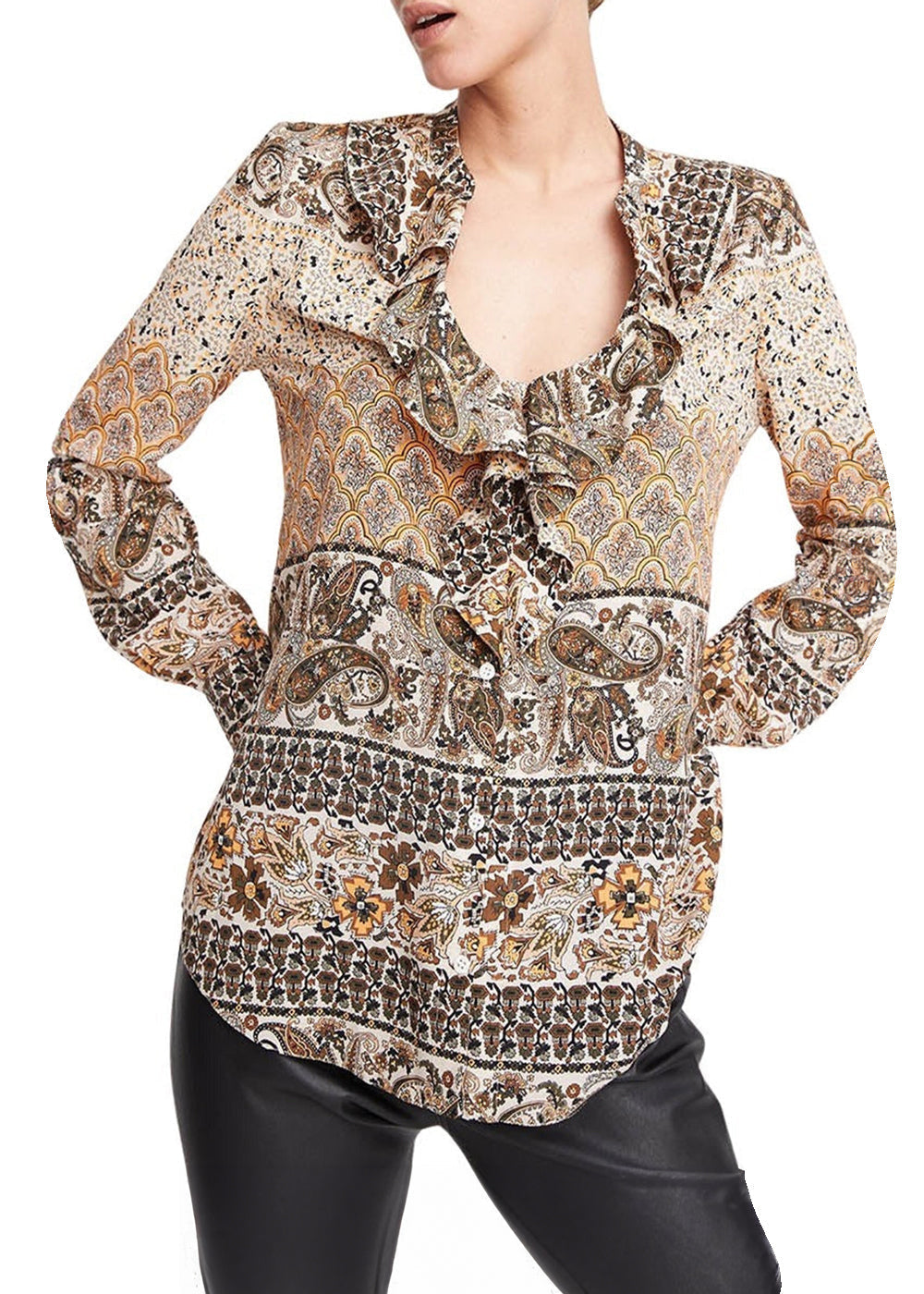 Chemise a volants - Kaki