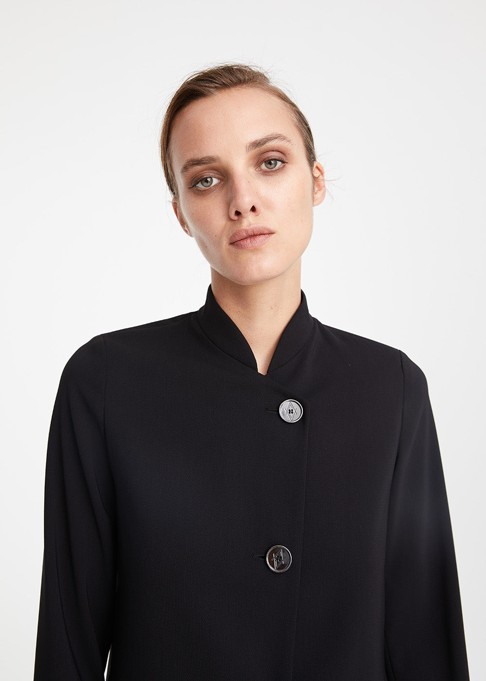 Tunique sans col boutonnee - Noir