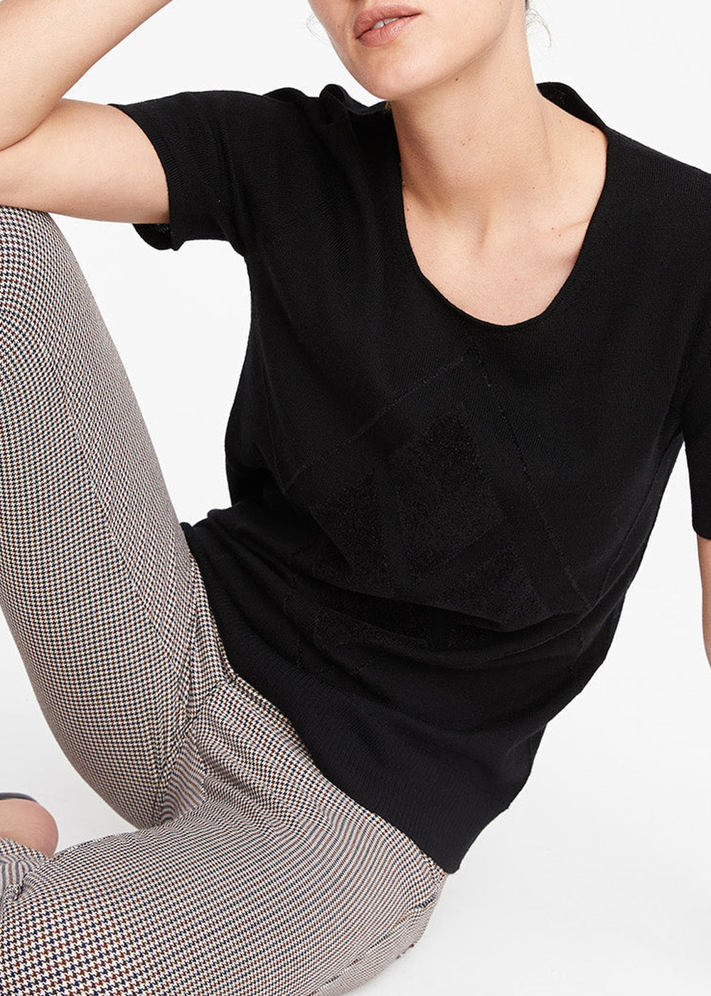 Pull à manches courtes en laine - Noir