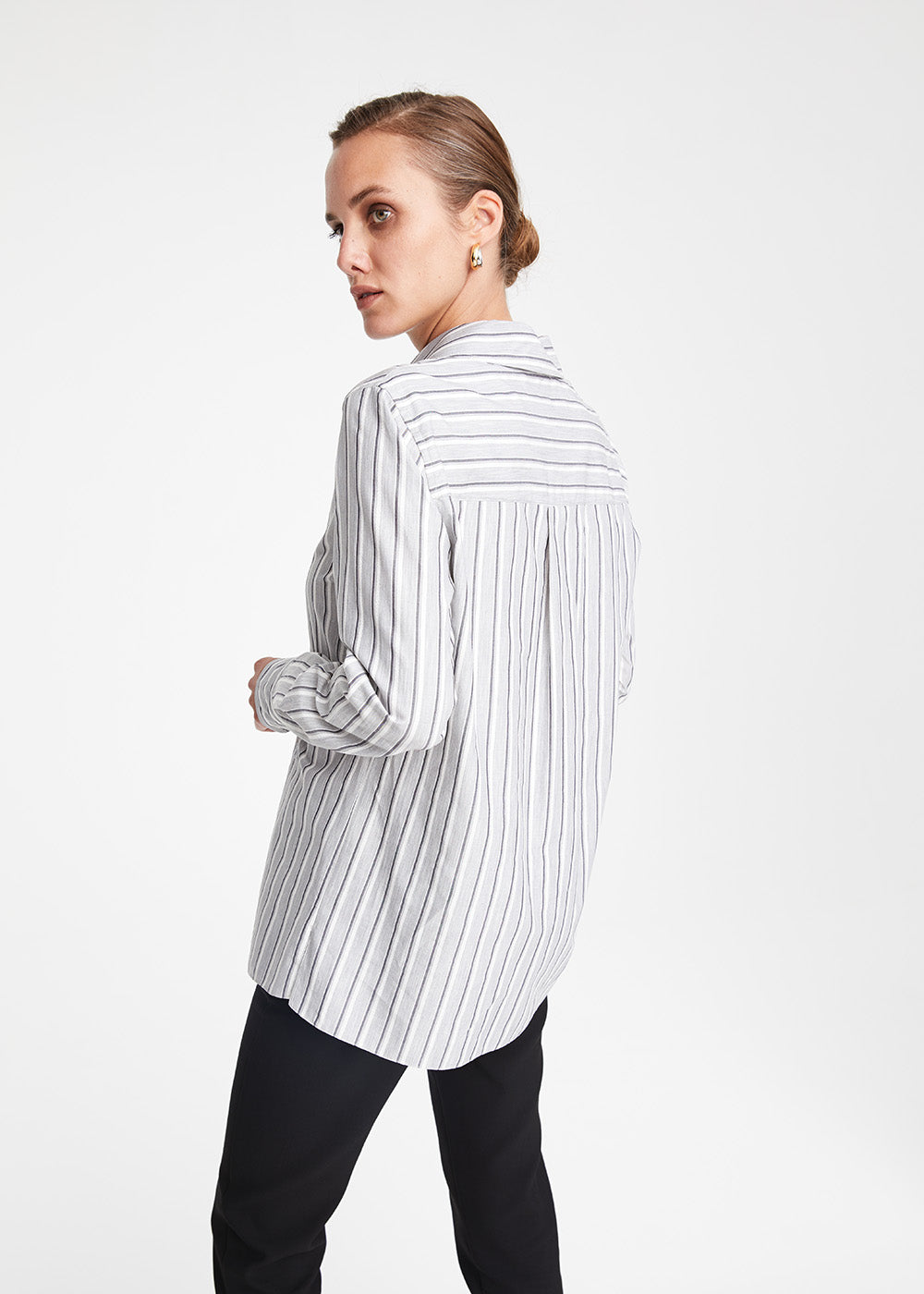 Chemise rayee fentes cotes - Gris Moyen