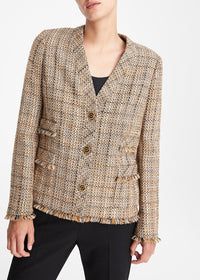 Veste courte à franges - Beige