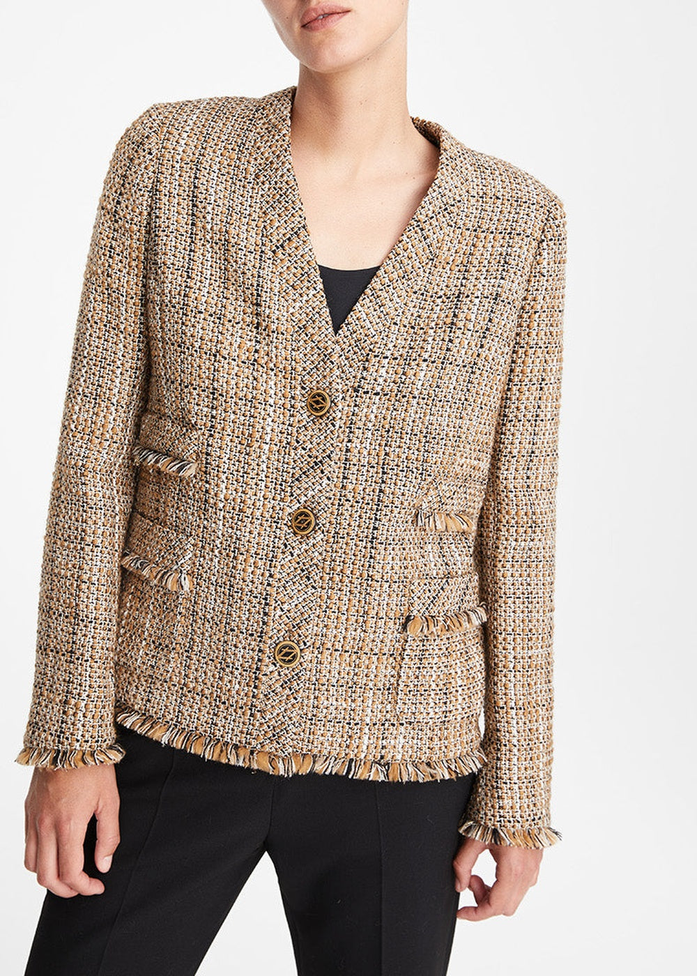 Veste courte à franges - Beige