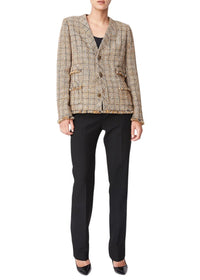 Veste courte tweed frange - Beige Moyen