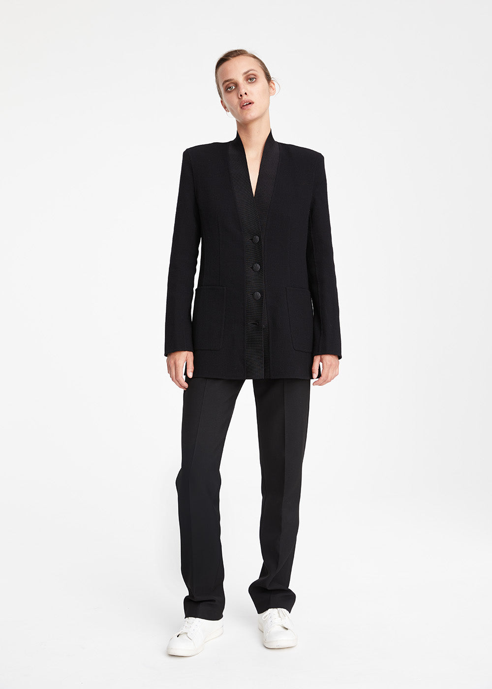 Veste avec col en trico - Noir