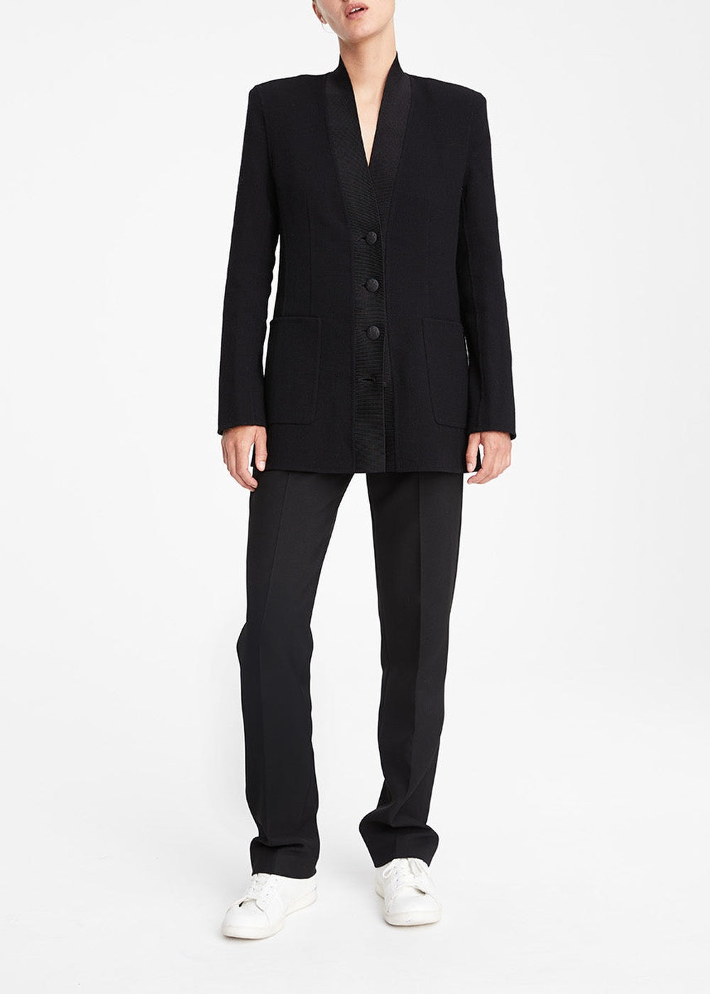 Veste structurée à boutons en laine - Noir
