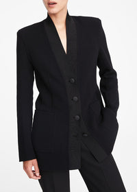 Veste structurée à boutons en laine - Noir